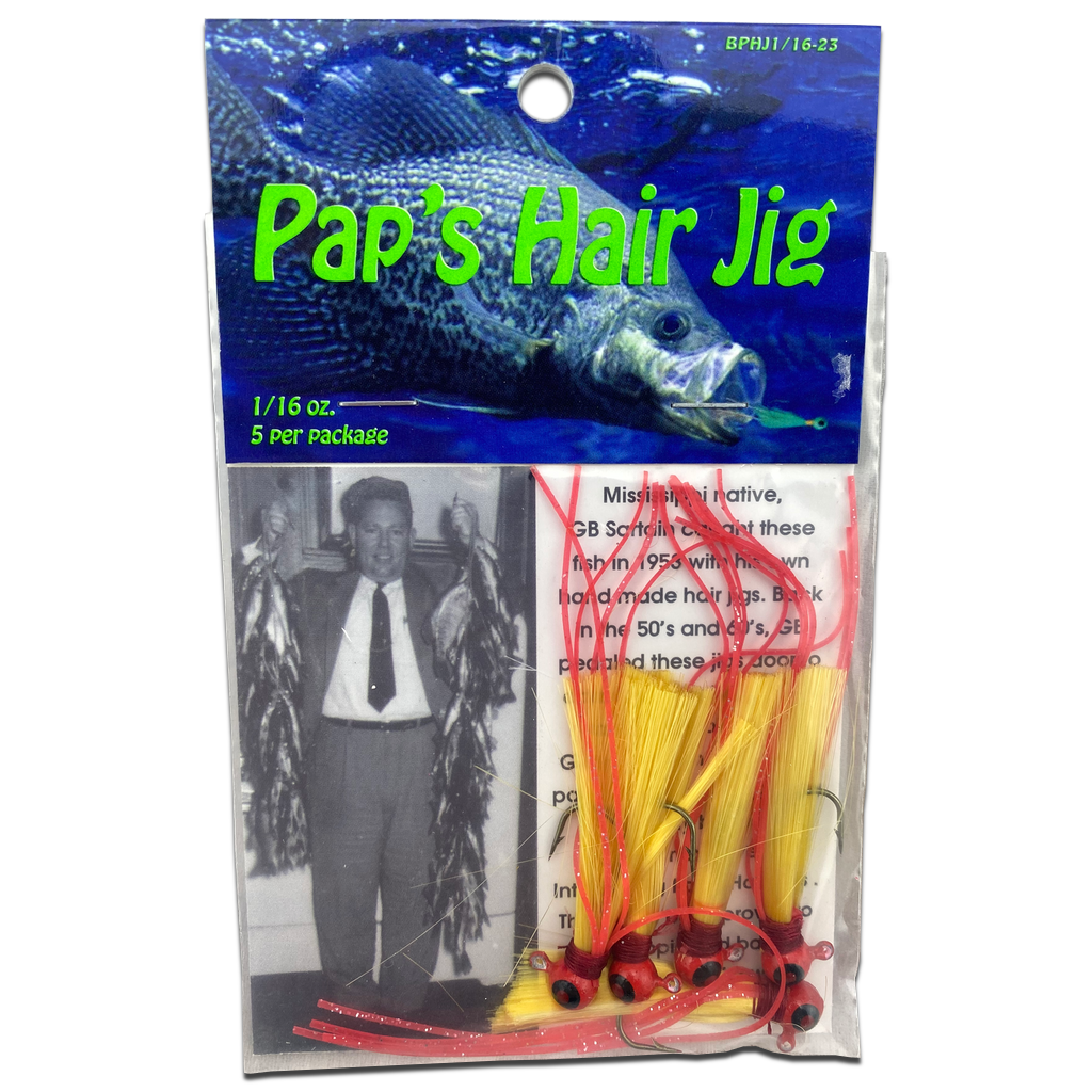 Paps Hair Jig 5 Pack Red Head Gold Tail 1/16 Ounce