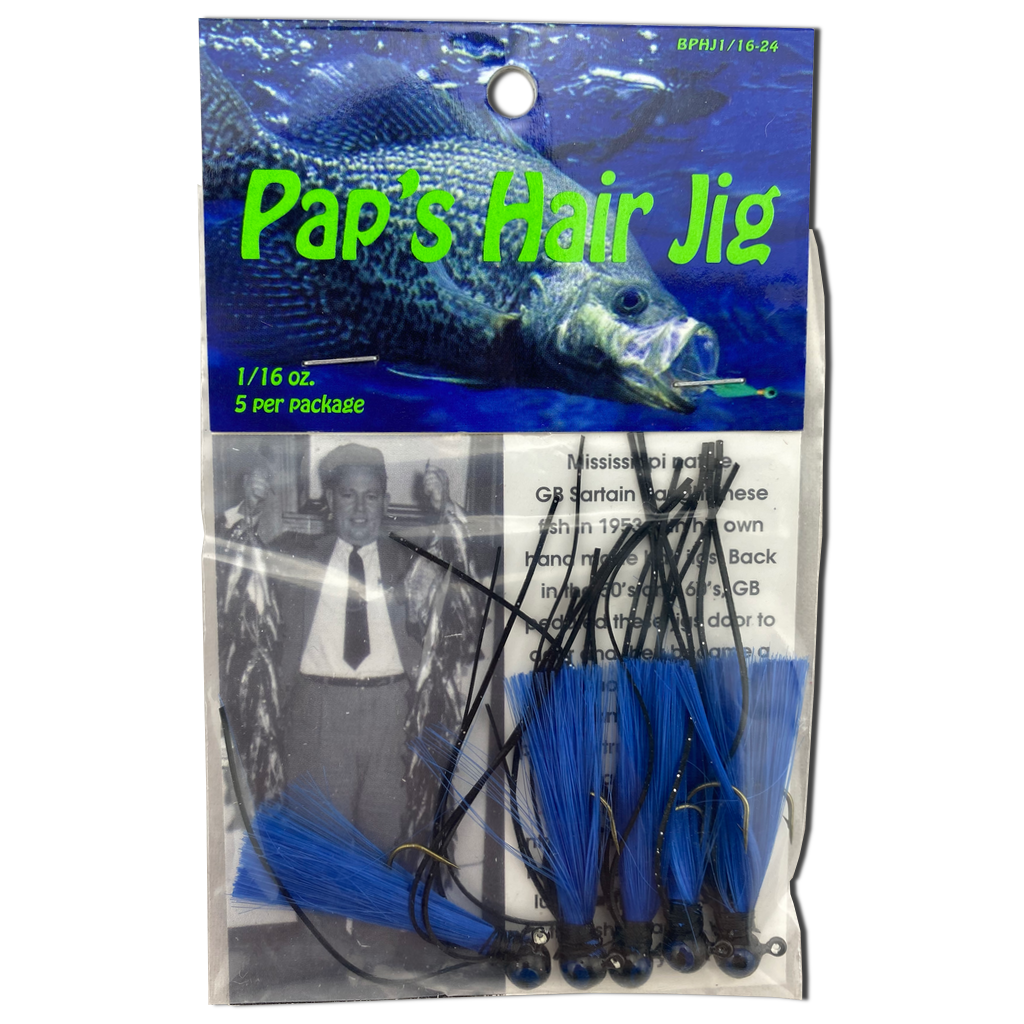 Paps Hair Jig 5 Pack  Black Head Blue Tail