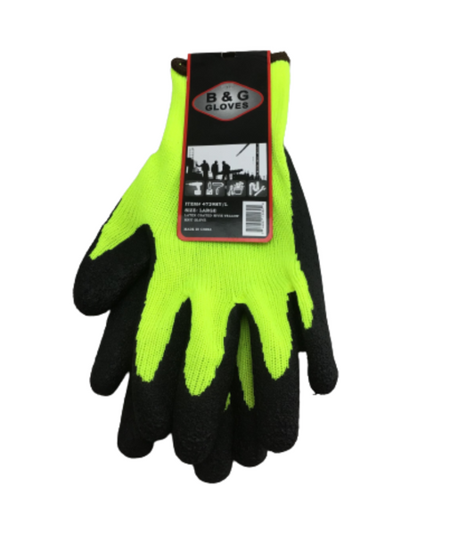 B&G Yellow Neon And Black Knit Work Gloves