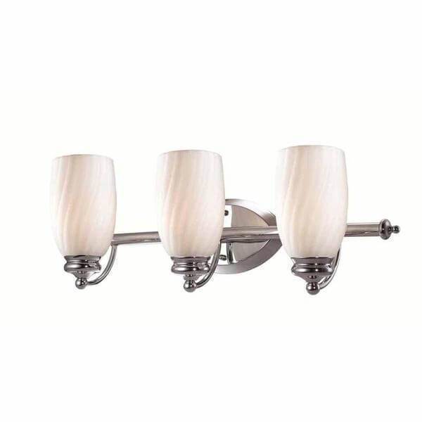 3-Light Chrome Bath Bar Light with Frosted White Glass Damaged Box-vanity lights-Tool Mart Inc.