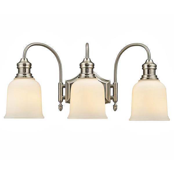3-Light Satin Nickel Vanity Light with Frosted White Glass Damaged Box-vanity lights-Tool Mart Inc.