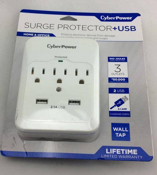 3-Outlet USB Wall Tap Surge Protector Damaged Package-smart plugs-Tool Mart Inc.