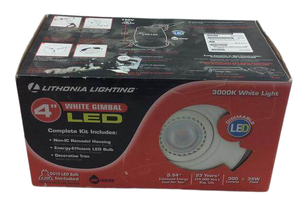 Lithonia Lighting 4 inch Matte White Recessed Gimbal Lamped LED Lighting Kit Damaged Box