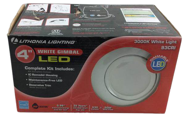 Lithonia Lighting 4 inch Matte White Recessed Gimbal LED Lighting Kit Damaged Box