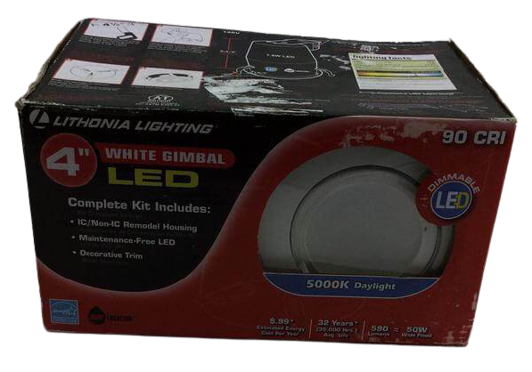 Lithonia Lighting 4 inch Matte White Recessed LED Gimbal Kit 5000K Damaged Box