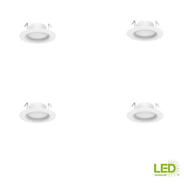 4 in. White Integrated LED Recessed Trim, Daylight (4-Pack) Damaged Box-recessed fixtures-Tool Mart Inc.