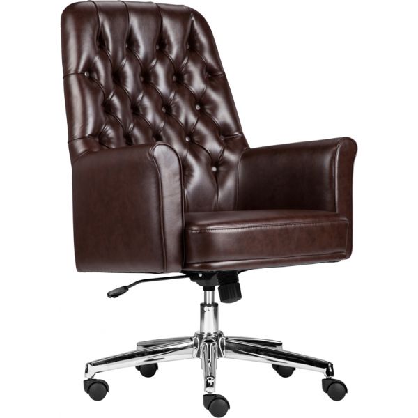 Flash Furniture Mid Back Traditional Tufted Leather Executive Swivel Chair with Arms