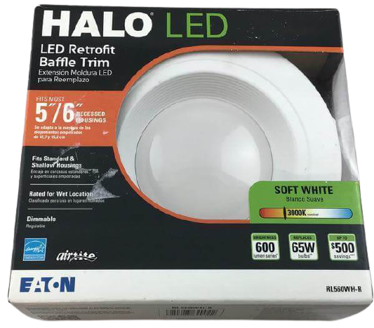 Halo 5 inch and 6 inch 3000K Matte White Recessed LED Retrofit Baffle Trim Module 80 CRI Damaged Box
