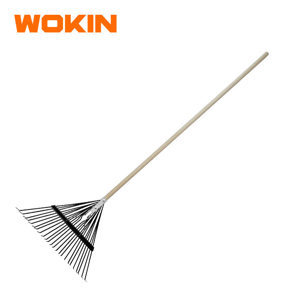 Wokin Flexible Metal Lawn Rake With Wooden Handle