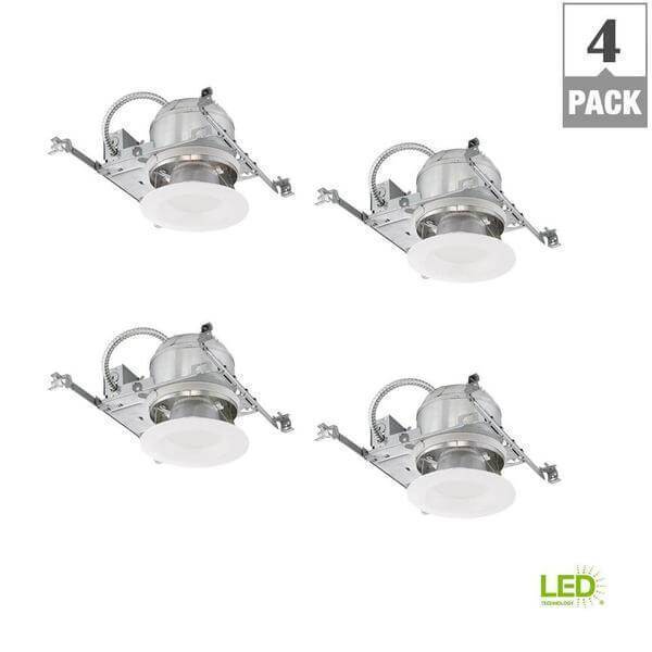 6 in. White Integrated LED Recessed Trim Kit (4-Pack) Damaged Box-recessed fixtures-Tool Mart Inc.