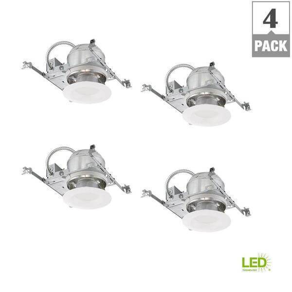 Commercial Electric 6 inch White Integrated LED Recessed Trim Kit 4 Pa ...