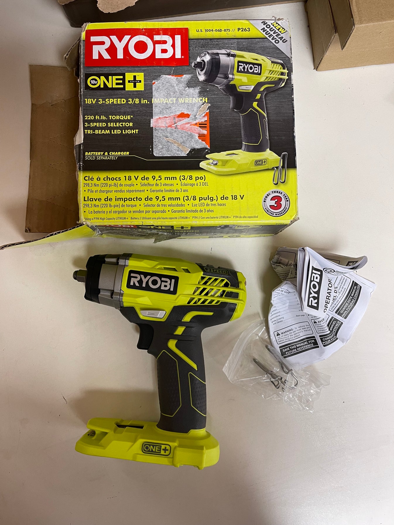 Ryobi One Plus 18v Cordless 3 8in. 3 Speed Impact Wrench (tool Only) D 