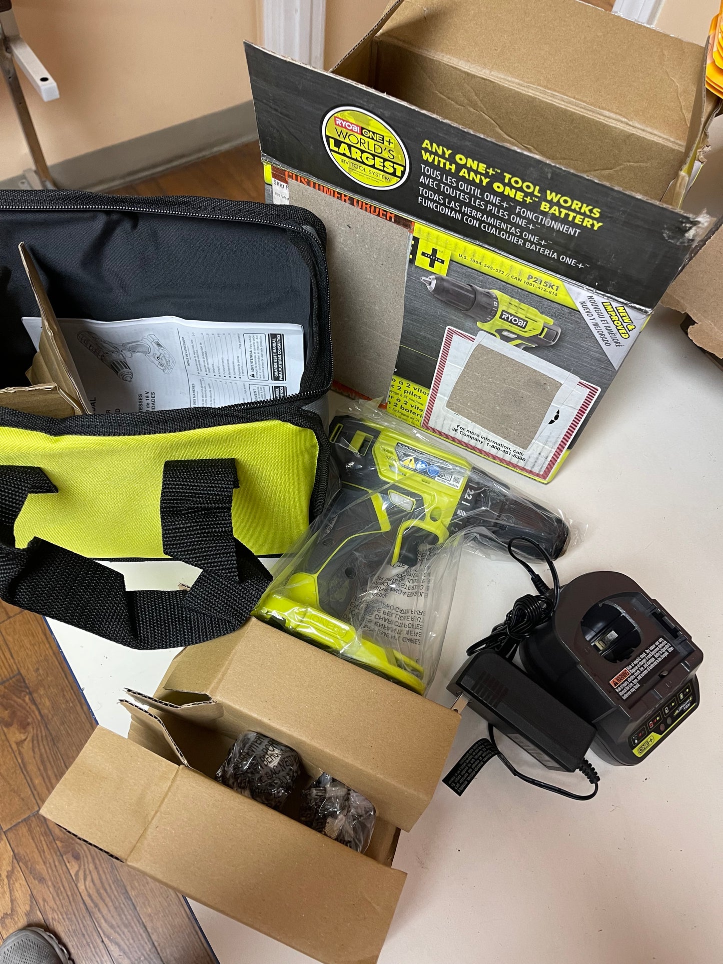 Ryobi One Plus 18V 2 Speed 1/2in Drill/Driver Kit With 2 Batteries Damaged Box