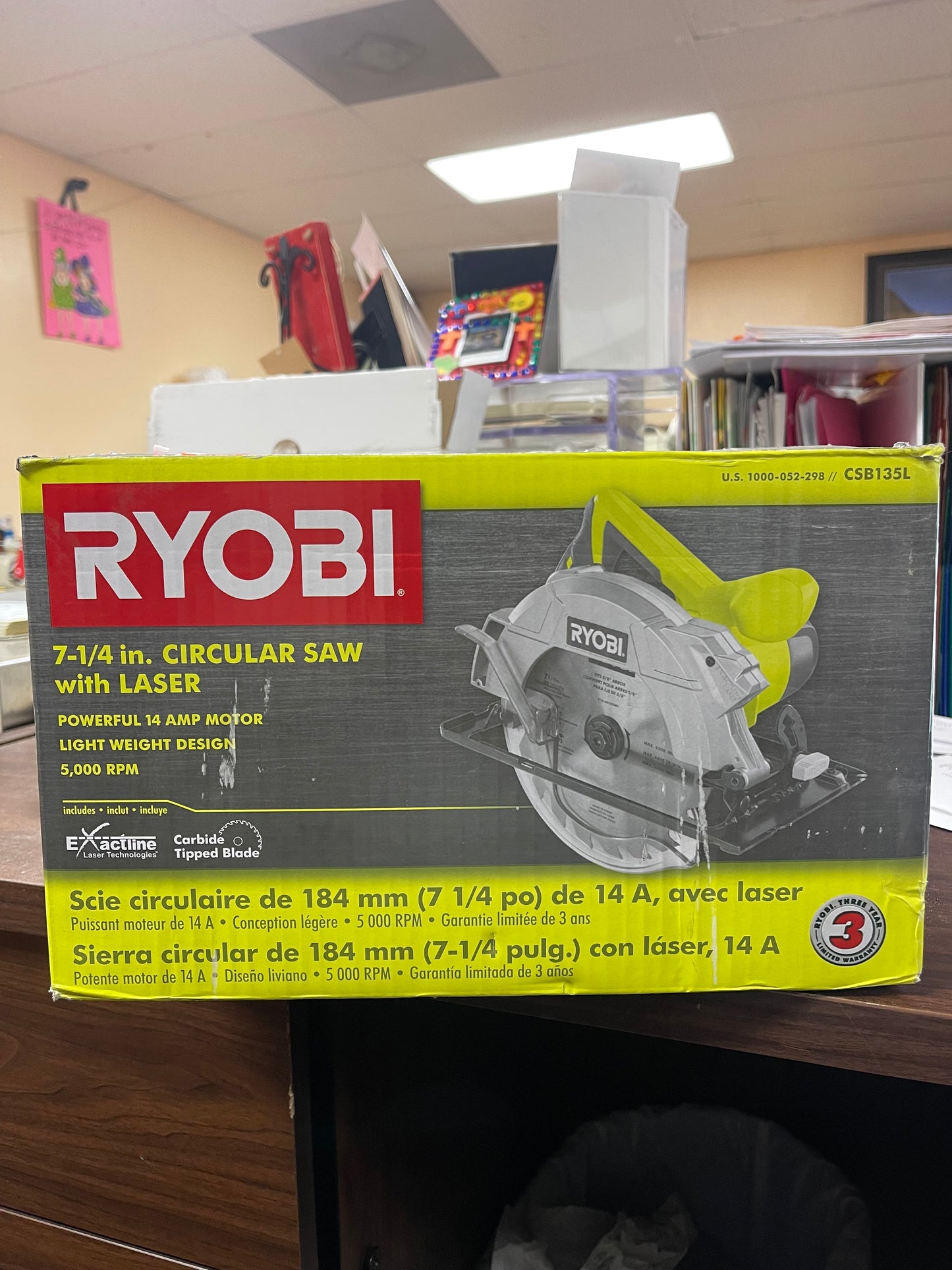 Ryobi 14 Amp 7-1/4in Ciruclar Saw With Laser Damaged Box