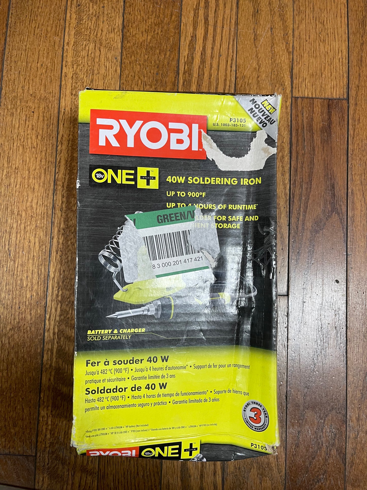 Ryobi P3105 18-Volt ONE+ 40-Watt Soldering Iron (Tool-Only) Damaged Box