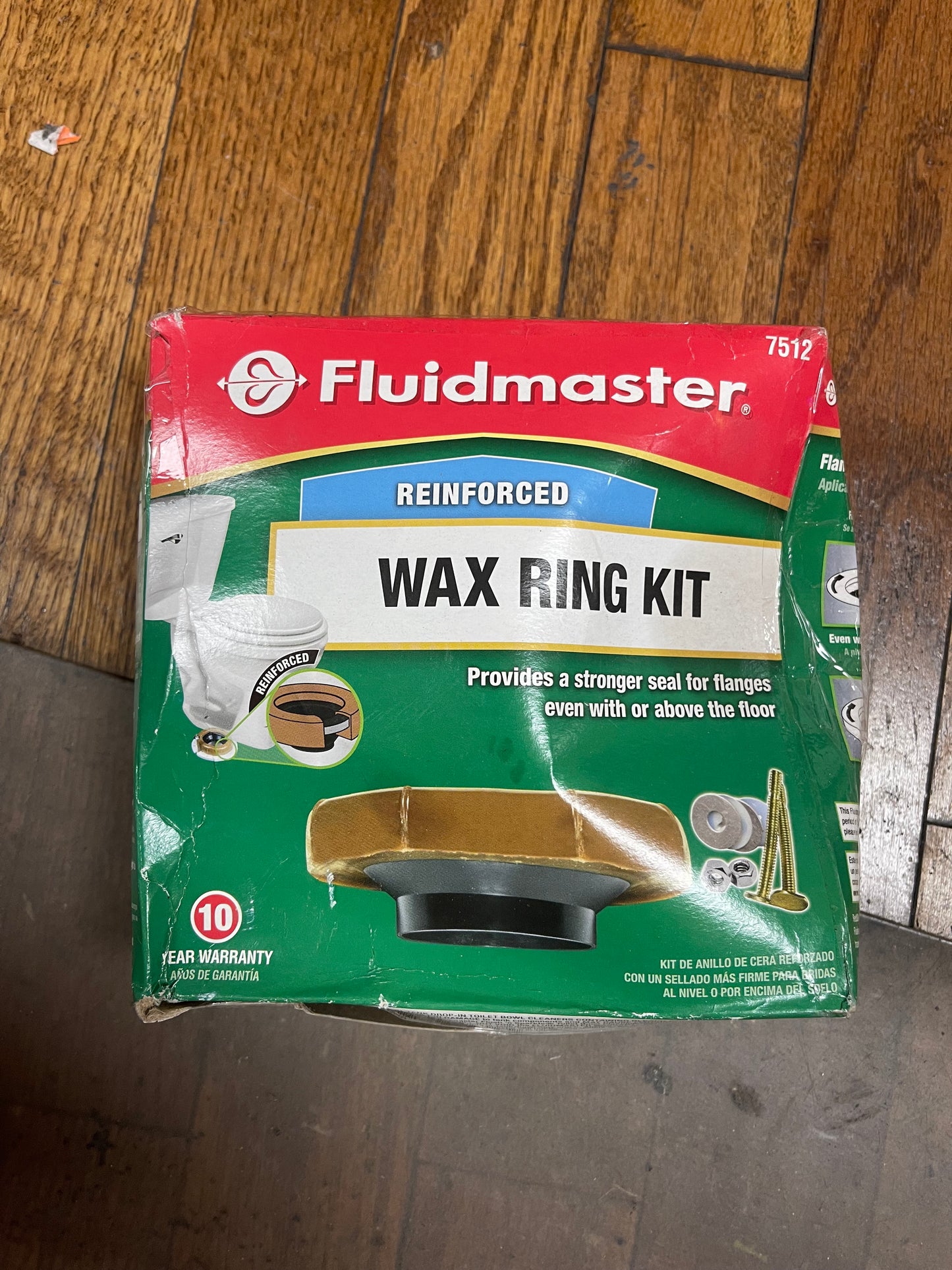 Fluidmaster Reinforced Wax Toilet Bowl Gasket with Flange and Bolts Damaged Box