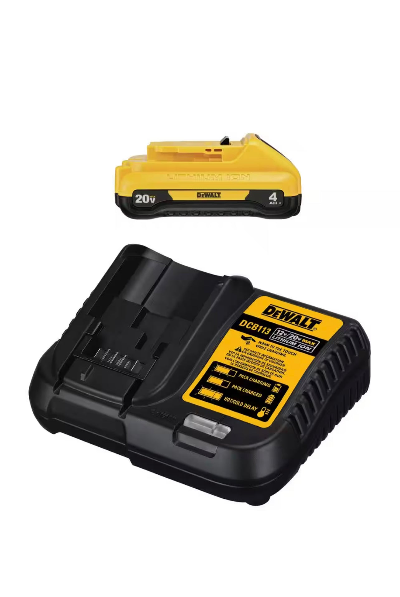 Dewalt 20V MAX Compact Lithium-Ion 4.0Ah Battery Pack with 12V to 20V MAX Charger Damaged Box