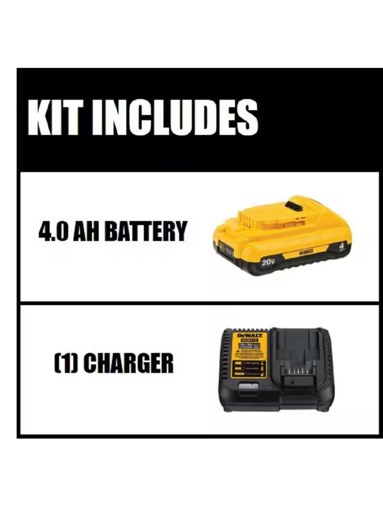 Dewalt 20V MAX Compact Lithium-Ion 4.0Ah Battery Pack with 12V to 20V MAX Charger Damaged Box