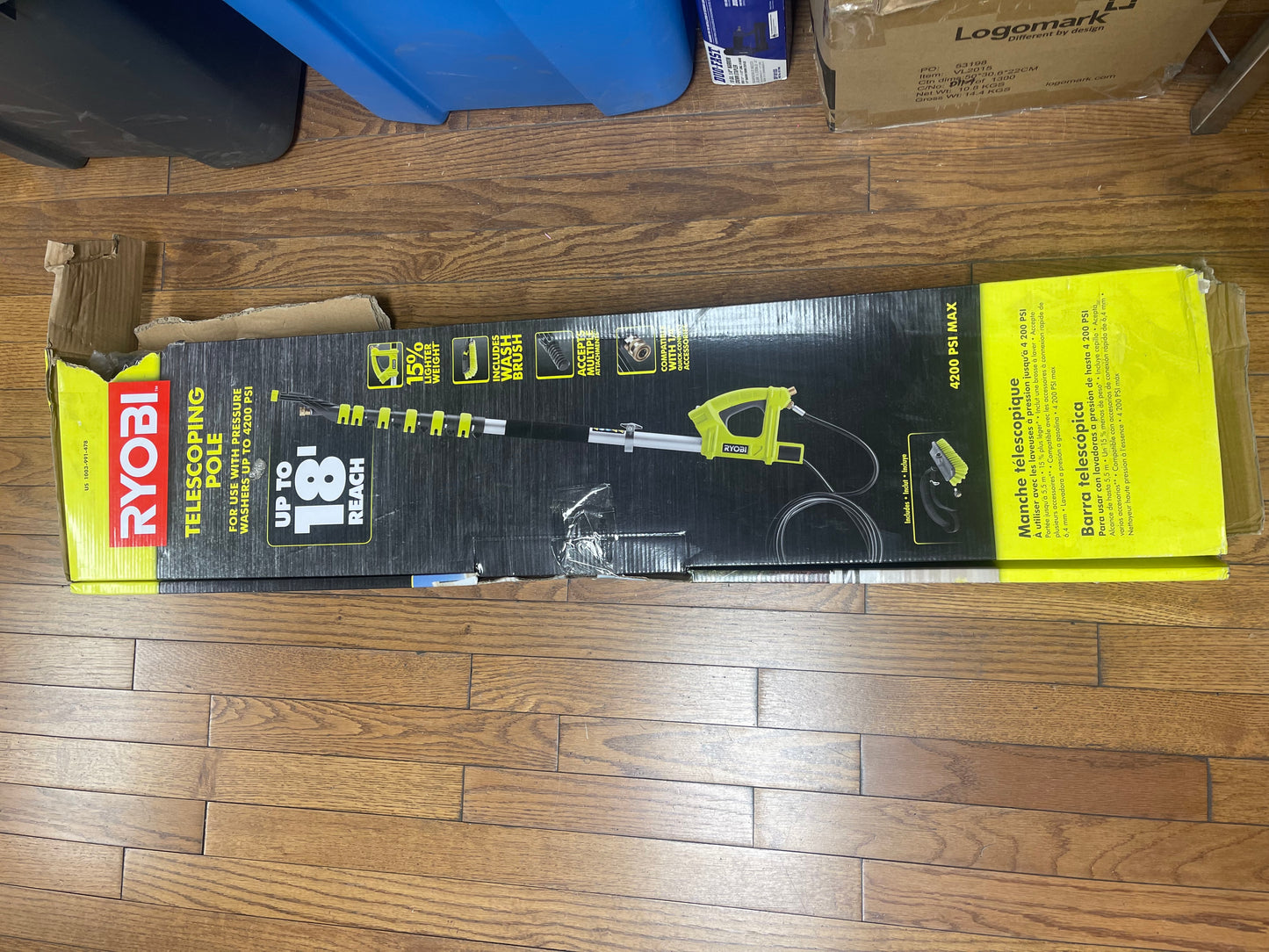 Ryobi 18ft Extension Pole with Brush for Pressure Washer Damaged Box