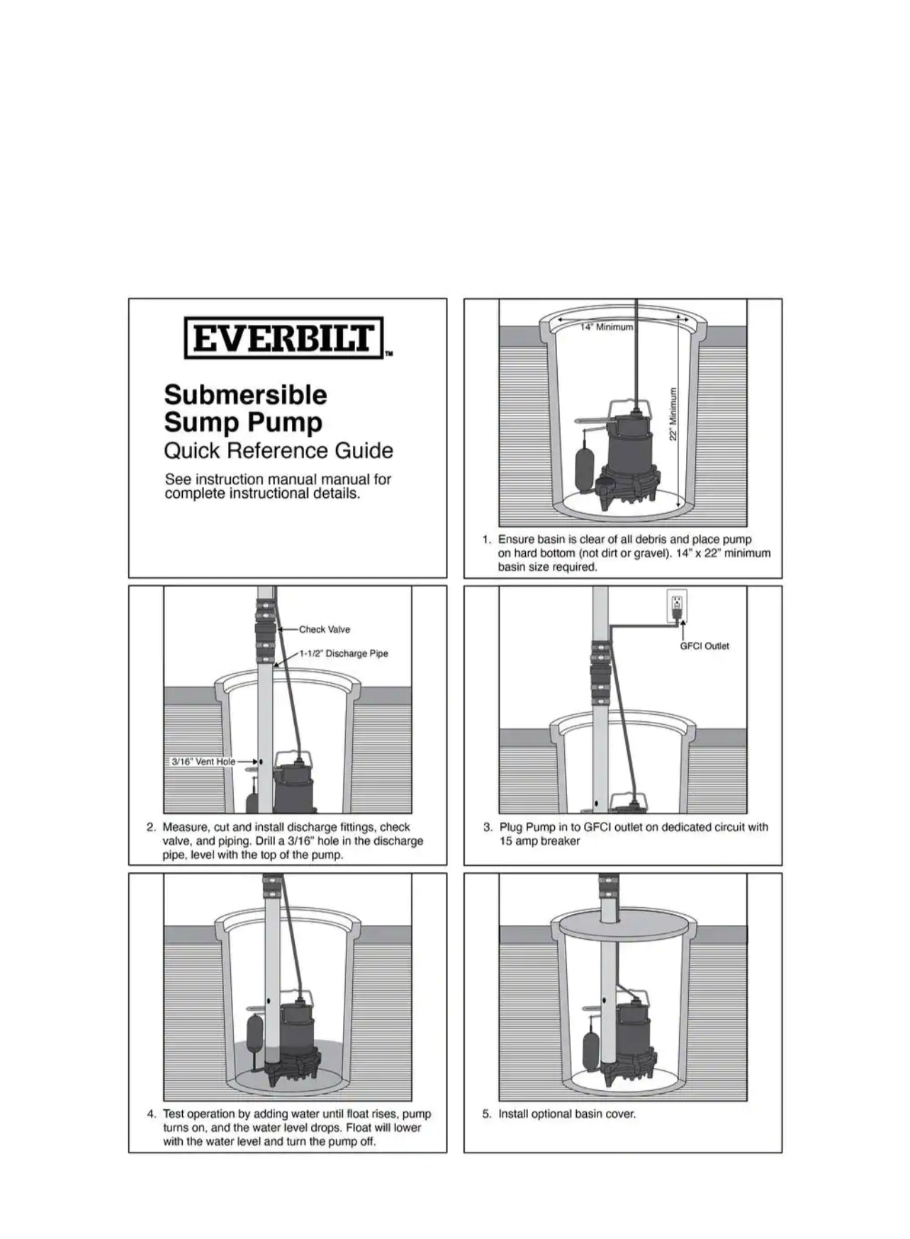Everbilt 1/2 HP Cast Iron Sump Pump HDS50 - The Home Depot