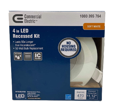 Commercial Electric 4 Inch LED Recessed Light Kit Soft White Damaged Box