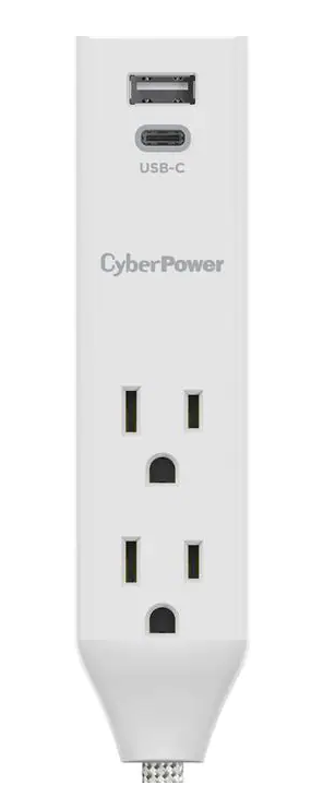 Cyber Power 6ft 15 Watt 3 Outlet Surge Protector With Braided Cord