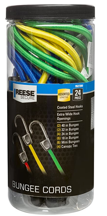 Reese Secure Standard Bungee Assortment  Jar and Canopy Ties 24 Piece Set