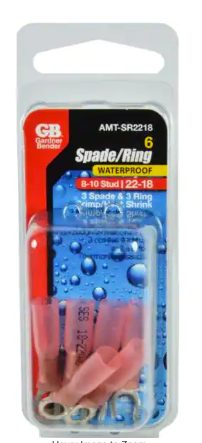 Gardner Bender 22 18 AWG 8-10 Stud Ring Spade Terminal  Red  6-Pack Damaged Box