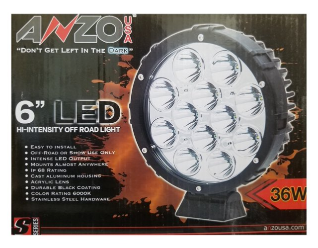 AnzoUSA 6 Inch LED Hi Intensity Off Road Spot Light 36 Watt One Light