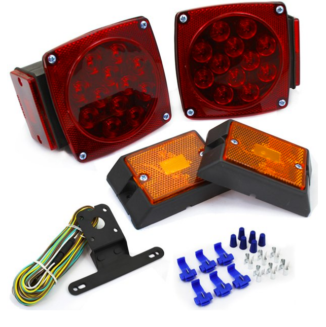 Trailer Light 12 Volt Submersible LED Kit Tail Lights and Side Markers