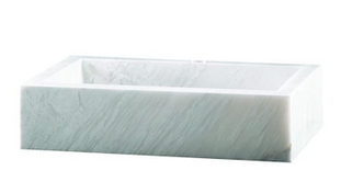 Home Decorators Collection Marble Rectangular Block Vessel Bowl In White Cloudy
