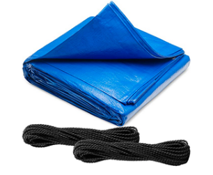FEMA Compliant Blue Poly Self Help  Roofing Tarp kit with 2 Parachute Cords 20x25
