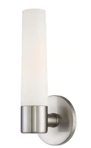 Hampton Bay Arla 1 Light Brushed Nickel  Sconce with Tube Etched Glass
