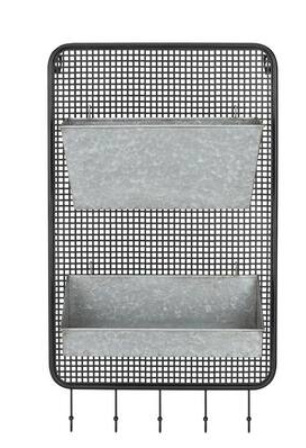 StyleWell Black and Galvanized Metal Wall Organizer with 5 Hooks