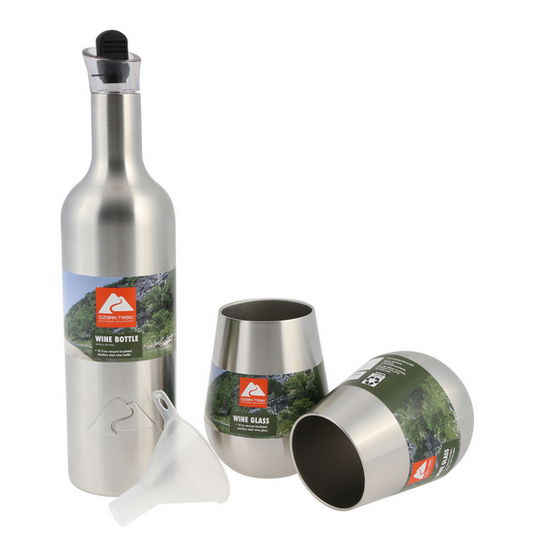 Stainless Steel Wine Bottle With 2 14 Ounce Wine Tumblers