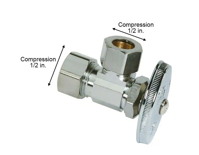 BrassCraft 1/2 in Compression Inlet x 1/2 in Compression Outlet Multi Turn Angle Valve *DAMAGED BOX*