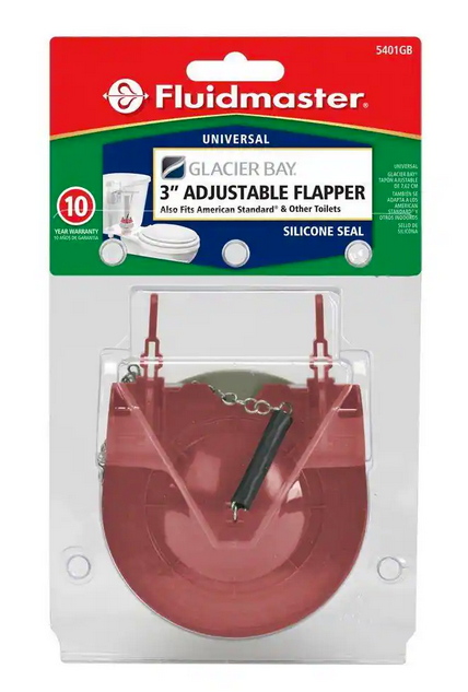 Fluidmaster Universal 3 inch Adjustable Toilet Flapper for Glacier Bay Toilets *DAMAGED BOX*