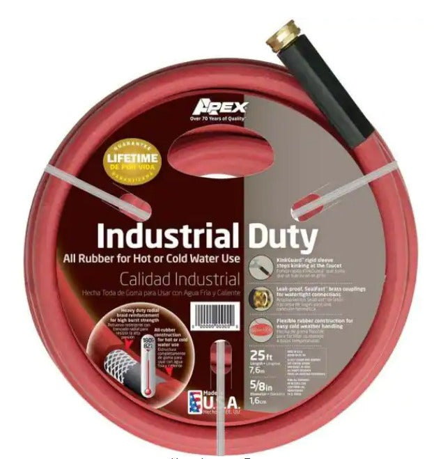5/8 in. Dia x 25 ft. Red Rubber Commercial Hot Water Hose *DAMAGED BOX*
