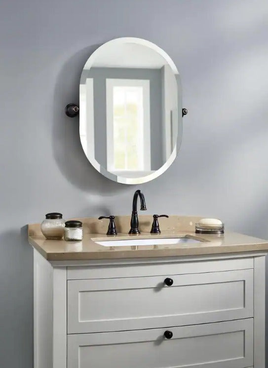 Porter 26 in. x 23 in. Frameless Bathroom Mirror with Beveled Edges in Oil Rubbed Bronze *DAMAGED BOX*