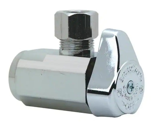 BrassCraft 1/2 in. FIP Inlet x 3/8 in. Compression Outlet 1/4-Turn Angle Valve *DAMAGED BOX*