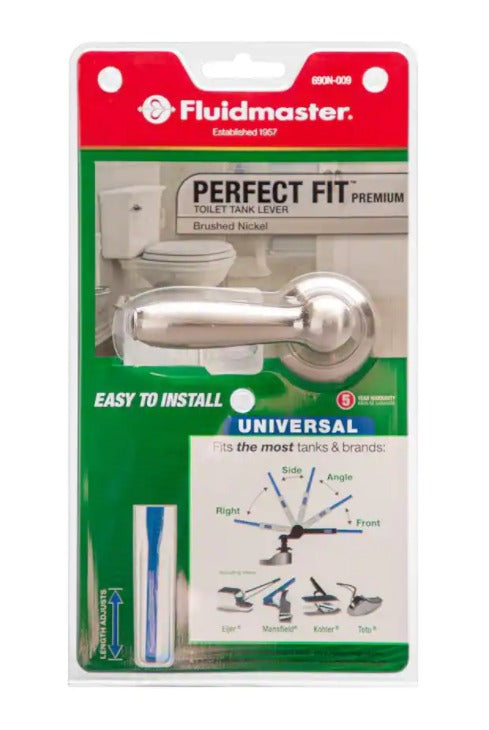 Fluidmaster Perfect Fit Premium Universal Toilet Tank Lever in Traditional Design Brushed Nickel *DAMAGED BOX*