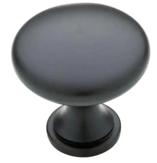 Classic Round 1-1/4 in. (32 mm) Matte Black Solid Cabinet Knob (10-Pack) *DAMAGED BAG*