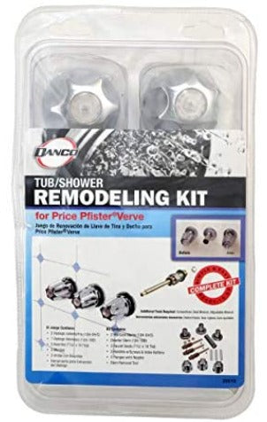 DANCO Bathtub and Shower 3-Handle Remodel/Rebuild Trim Kit for Price Pfister Verve Faucets | Knob Handle | 12H-2H, 12H-2C, 12H-18D | Chrome *DAMAGED BOX*