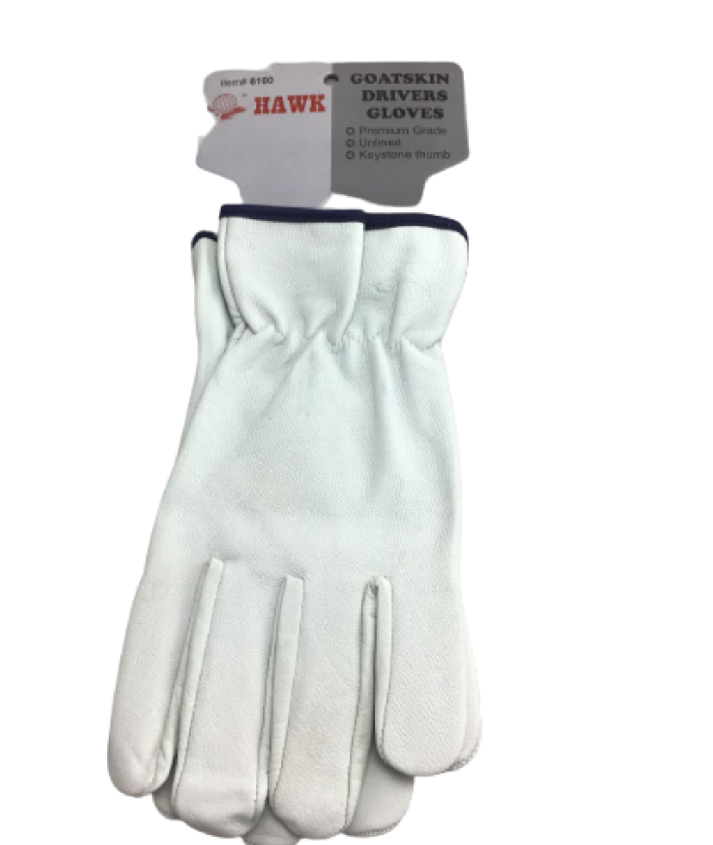 White Goat Skin Driver Glove Size Large