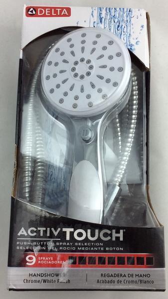 ActivTouch 9-Spray Handheld Showerhead with Pause in White and Chrome Damaged Box-OTHER ITEMS-Tool Mart Inc.