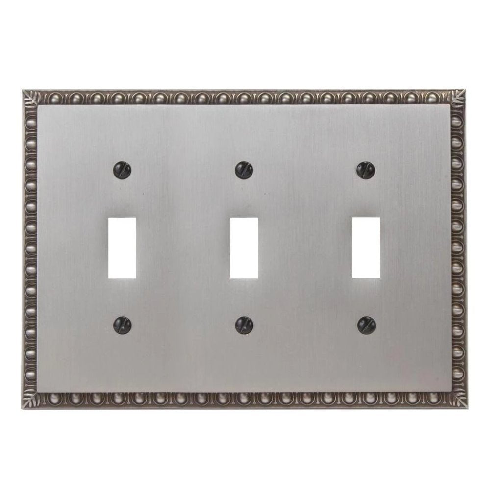 Amerelle Egg and Dart 3-Gang Toggle Wall Plate, Antique Nickel Damaged Box-outlets, switches, & plates-Tool Mart Inc.