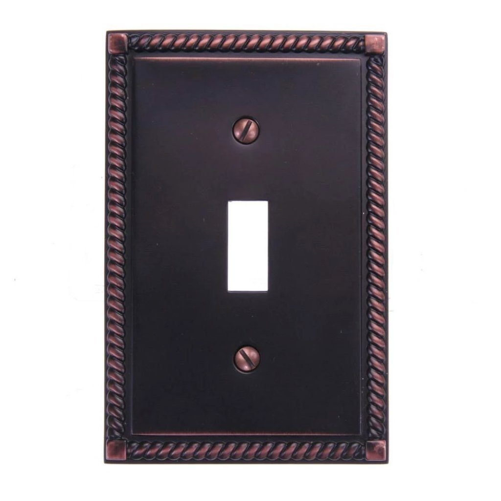 Amerelle Georgian 1-Toggle Wall Plate, Aged Bronze Damaged Box-outlets, switches, & plates-Tool Mart Inc.
