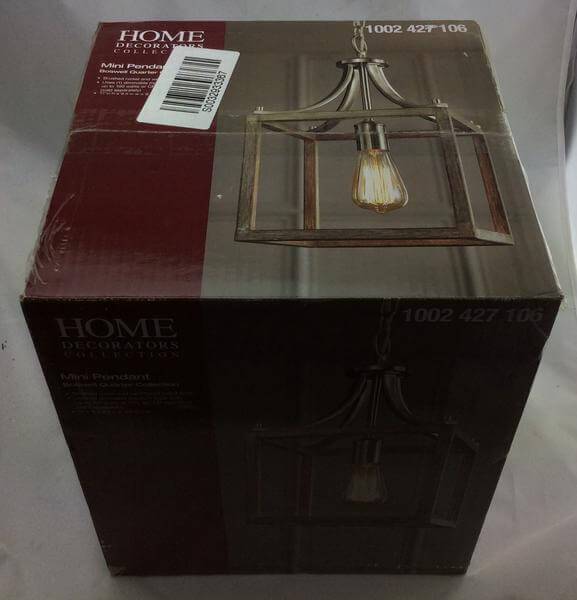 Boswell Quarter 9.44 in. 1-Light Brushed Nickel Mini Pendant with Painted Weathered Gray Wood Accents Damaged Box-Lighting-Tool Mart Inc.