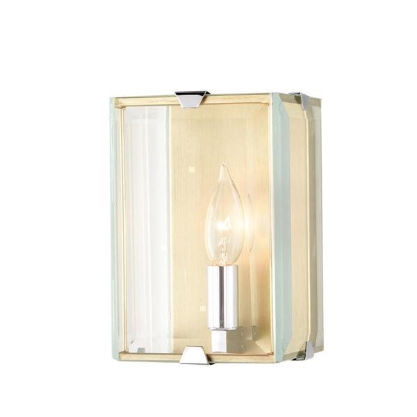 Brenton 1-Light Champagne Silver Sconce with Beveled Glass Panels Damaged Box-sconces & wall fixtures-Tool Mart Inc.