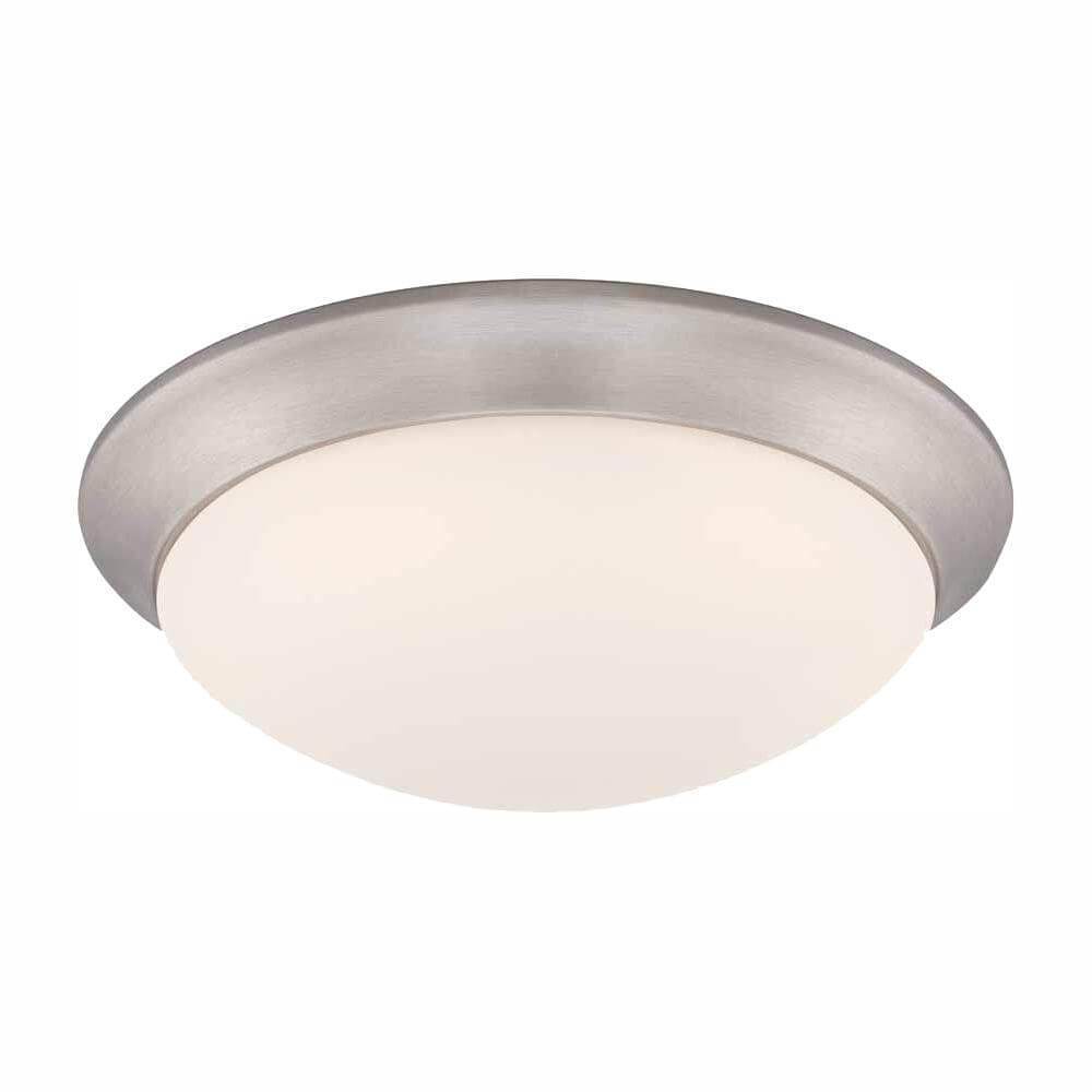 Brushed nickel integrated LED flush mount with frosted white glass shade damaged box-Lighting-Tool Mart Inc.
